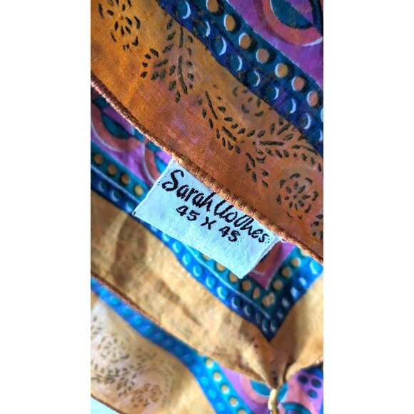 Sarah Clothes Square Shawl Scarf Folk Gypsy Style Multicolor Cotton Beads 45*45" - Picture 11 of 16